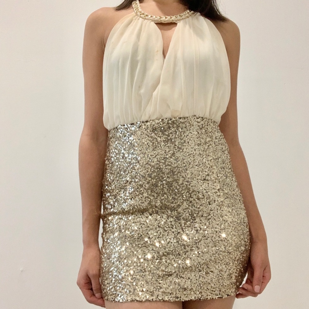 Gold sequin dress